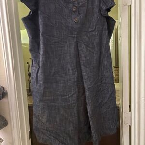 Dark Blue Button-Front Dress